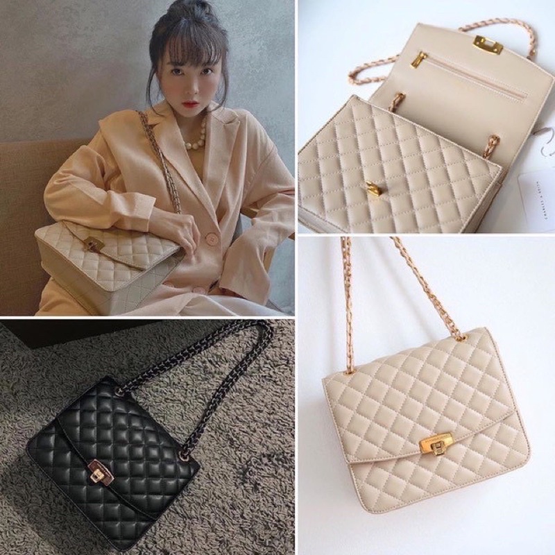 Túi C.N.K Nữ Đeo Chéo Khoá Gập, Túi Xách Nữ Đeo Vai Trần Trám