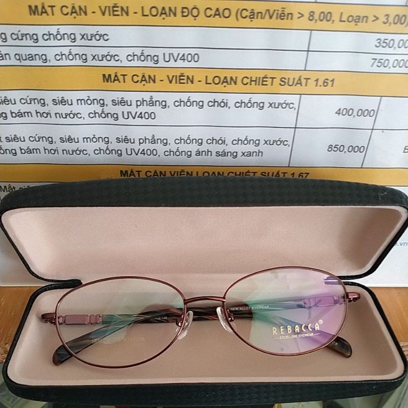 gọng cận reacca R 9677 dòng nhật nhỏ xinh kèm bảng giá cắt tròng kính các loại