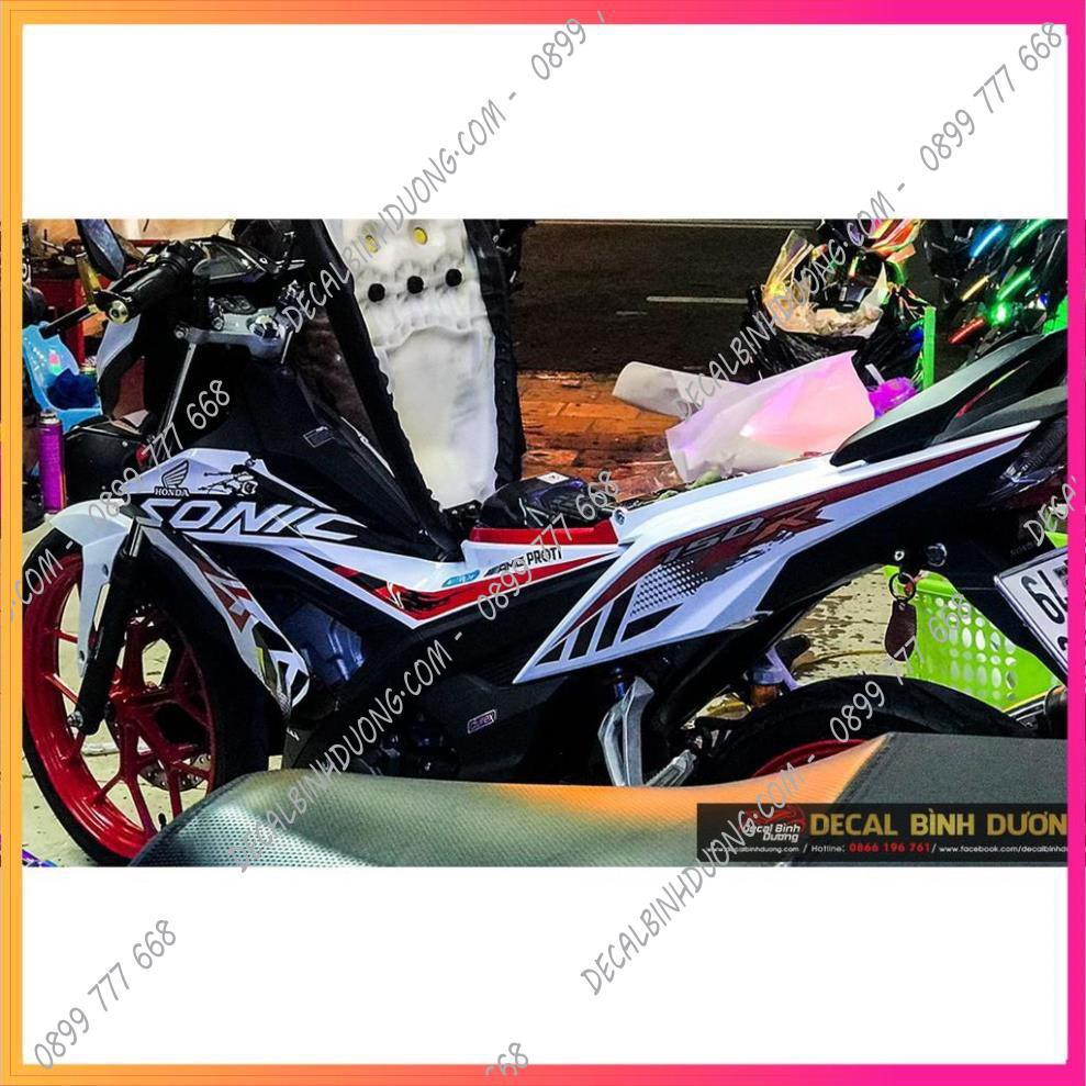 Tem Xe Sonic 150 Trắng Đỏ Đen