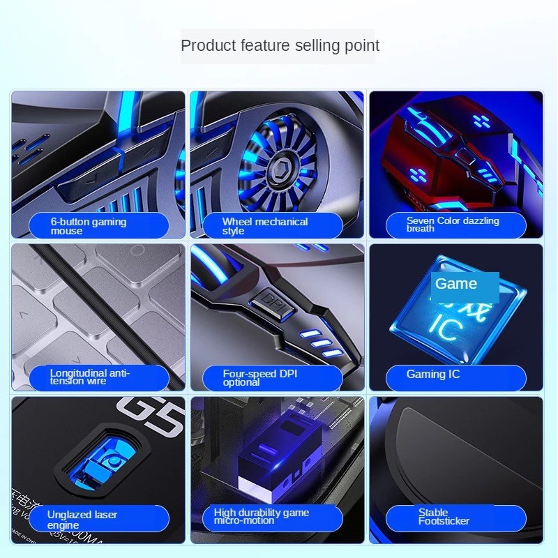 Chuột Chơi Game Leyoya G5 Có Dây 7 Màu 3200 Dpi Dùng Cho PC/Laptop Windows 7/8/10/XP