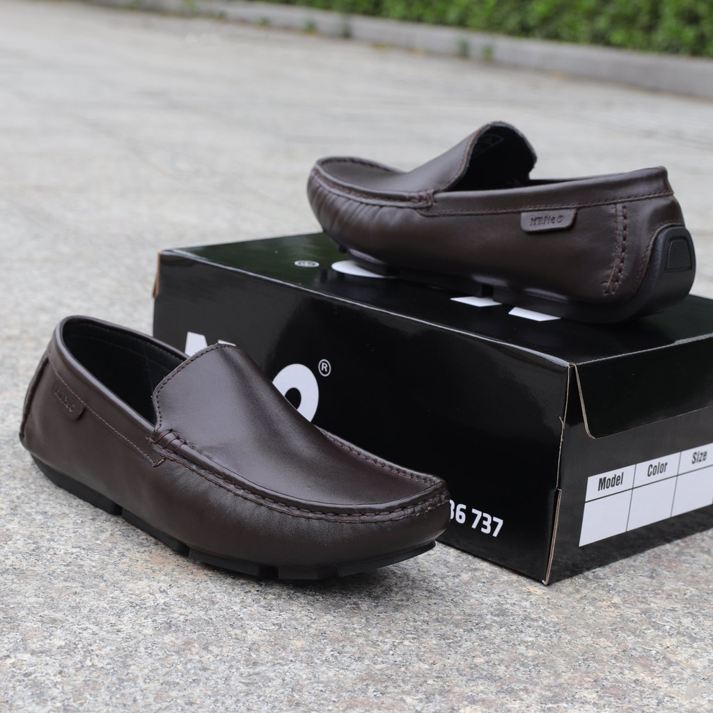 GIÀY MỌI XUẤT KHẨU NAM DA MỀM CAO CẤP MÀU NÂU - 3865na