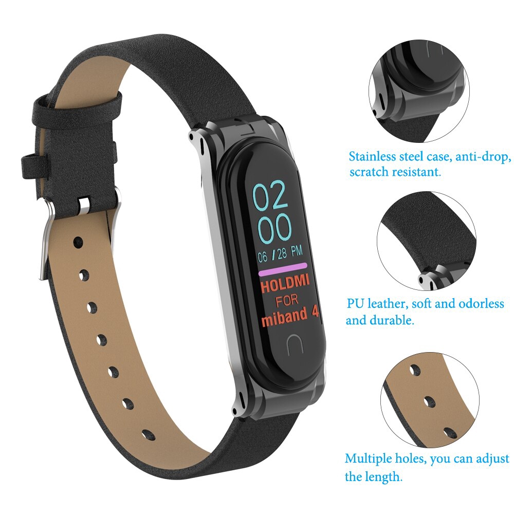Dây đeo da thay thế cho đồng hồ thông minh đeo tay Xiaomi Mi Band 4 NFC band 3