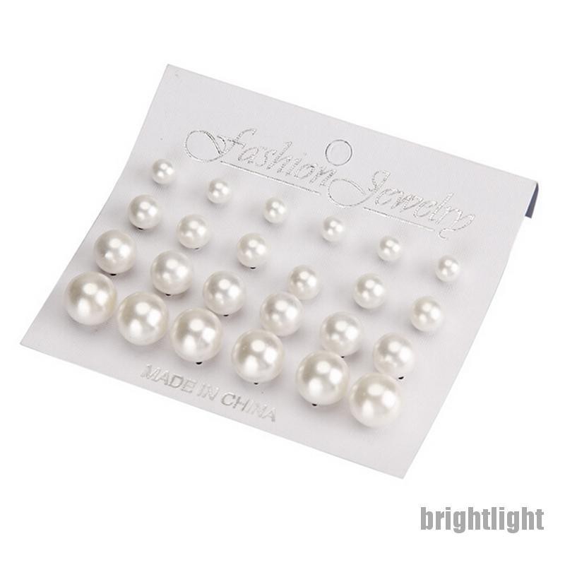 Bộ 12 Đôi Bông Tai Ngọc Trai Giả Thời Trang Cho Nữ