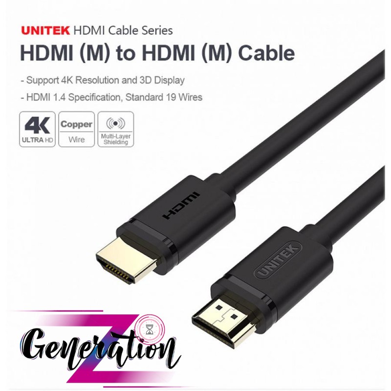 Cáp HDMI 2m hỗ trợ 3D, 4K x 2K Unitek Y-C138