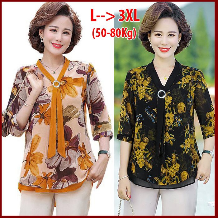 RẺ BẤT NGỜ - ÁO SƠ MI TRUNG NIÊN SIZE LỚN KIỂU ÁO QUÝ BÀ , ÁO KIỂU THỜI TRANG U50-60 CHO NGƯỜI MẬP 3A20 3A14 3A08