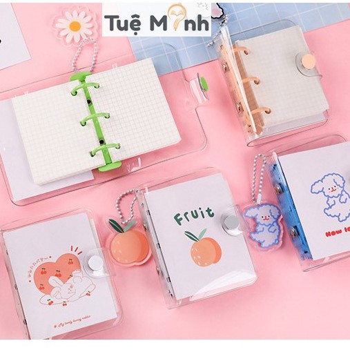 Sổ còng mini 3 chấu màu Pastel bìa nhựa dẻo 6x8cm, ruột thiết kế layout nhiều mẫu