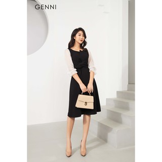 [Mã FAMALLT5 giảm 15% đơn 150k] Đầm nơ eo GV011 - Genni
