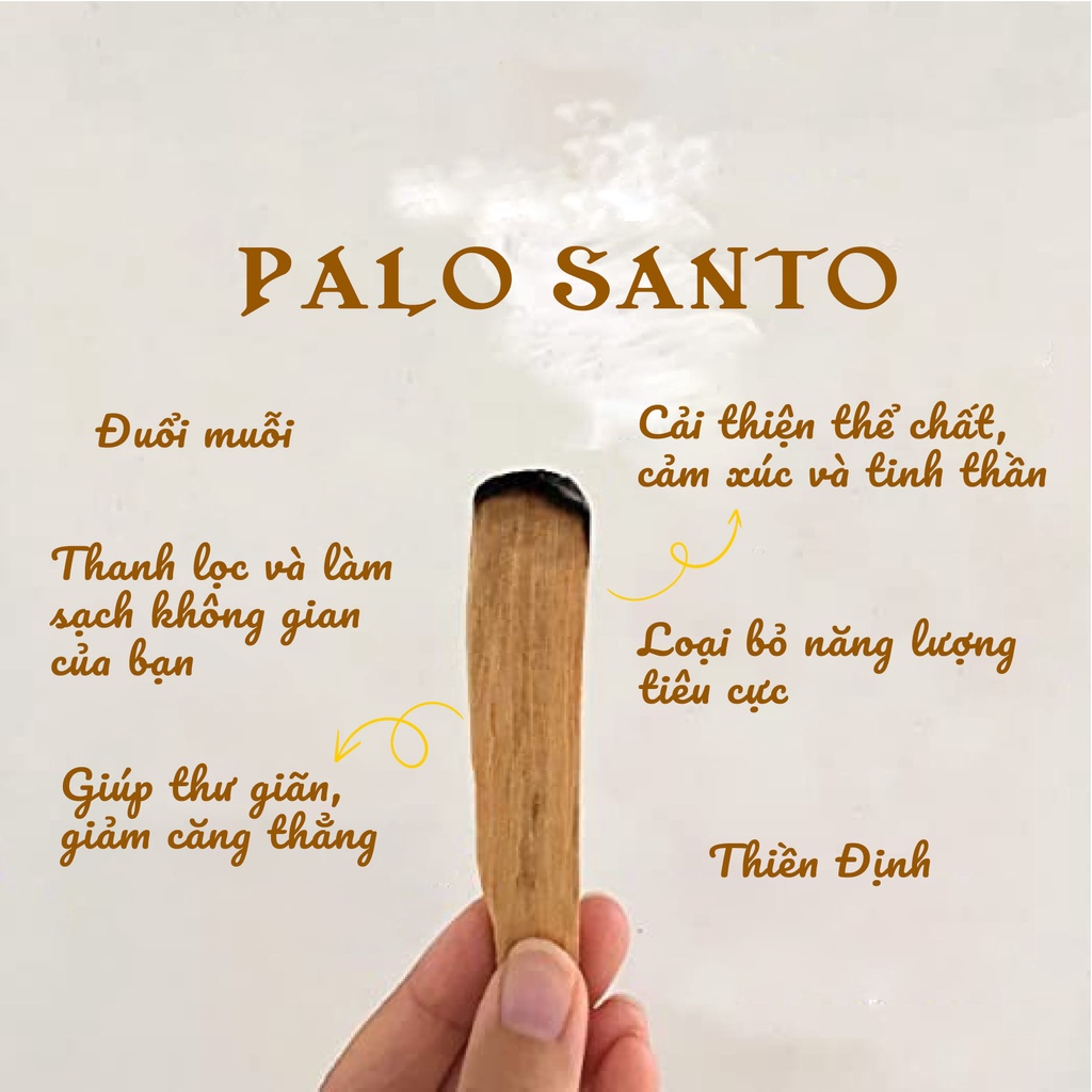 Combo 5 thanh palo santo 10cm tặng hũ đá phong thủy mini 7ml