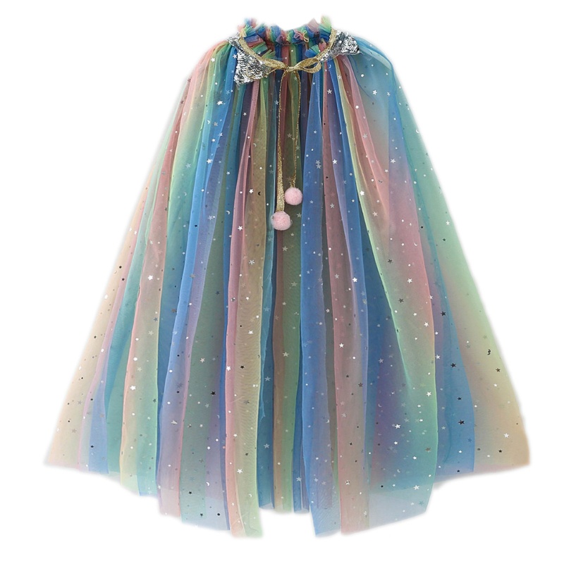 Áo choàng hóa trang công chúa nhiều màu sắc đính kim sa dành cho bé gái