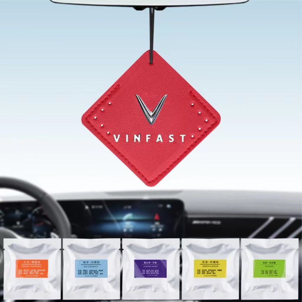 Set 4 Lọ Nước Hoa VinFast VF8 VF9 VF e34 VF5 VF7 LUX2.0 LUX a2.0 VF33 Bằng Da Treo Trang Trí Xe Hơi