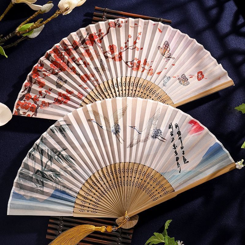 Quạt Xếp Cầm Tay Bằng Tre Kiểu Hán Phục Trung Hoa Thời Trang Mùa Hè Cho Nữ