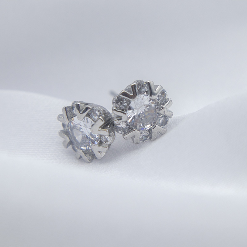 Bông tai mạ bạc 925 hình hoa tuyết đính đá cao cấp thời trang cho nữ