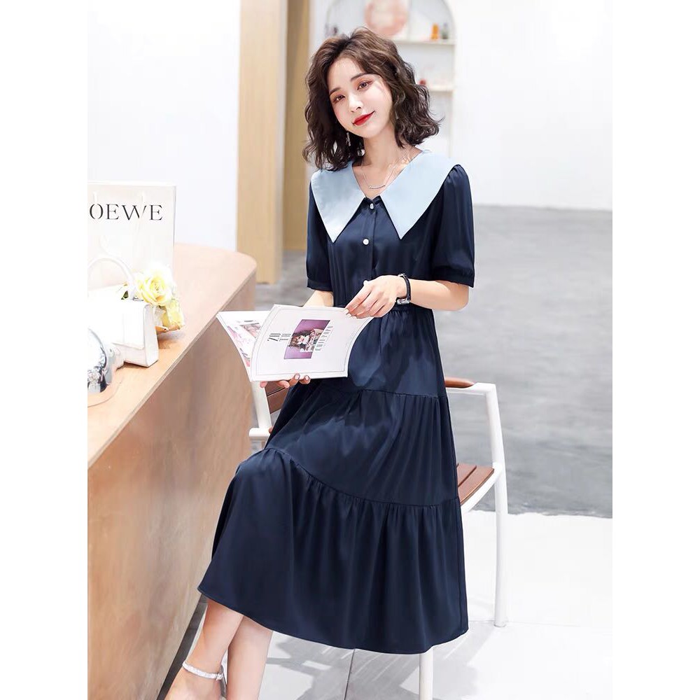 Đầm nữ, cổ bẻ dễ thương, thời trang, chất chéo nhung, thoáng mát,phù hợp đi tiệc đi du lịch YT. 01781