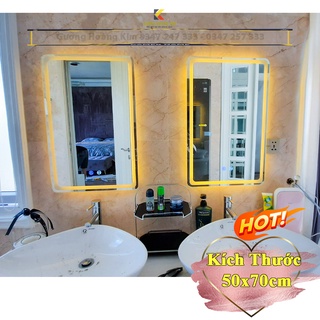 ( giá sỉ ) Gương đèn led cảm ứng phòng tắm kích thước 50x70 cm - guonghoangkim mirror HK-3001