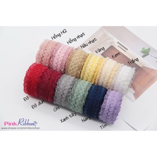 *Set 2m - Ren chun viền bèo, thun dún bèo Hàn Quốc làm băng đô tóc, viền váy áo, phụ kiện may mặc.