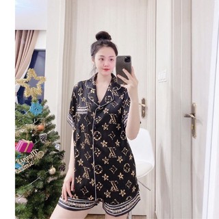 Pijama cộc đùi lụa satin cao cấp quảng 3