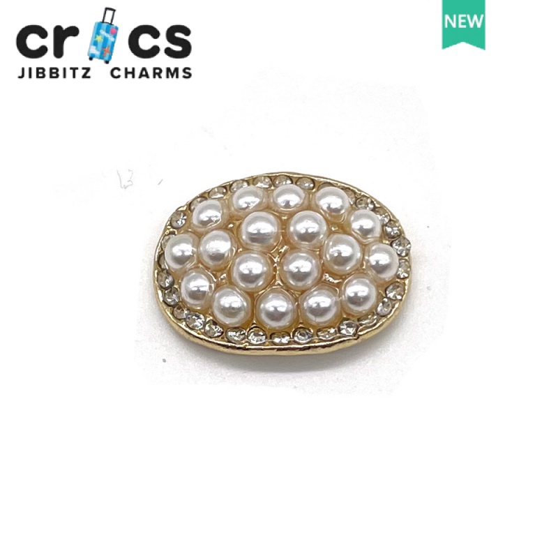 Jibbitz charms Dây Xích Kim Loại Ngọc Trai Trang Trí Giày crocs Đính Đá Thời Trang