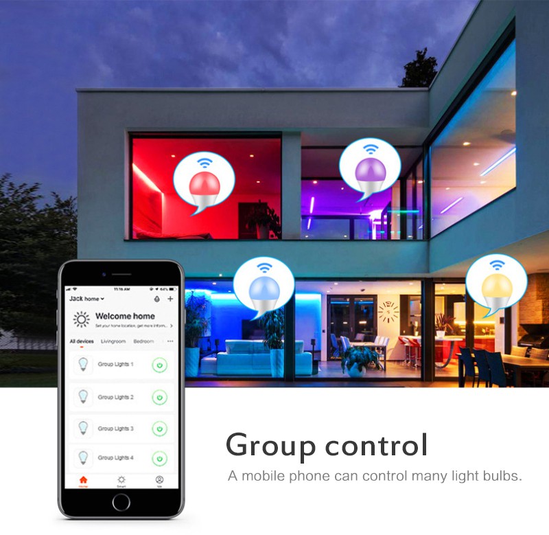 ✦✦ WiFi Smart Bulb 2700-6500K 8W RGB Dimmer Color-Adjustable Bulb Light For Apple HomeKit APP Monitoring 【hotel8】