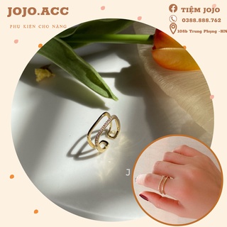 Nhẫn nữ viền đôi vuông đơn giản đầy cá tính JOJO.ACC
