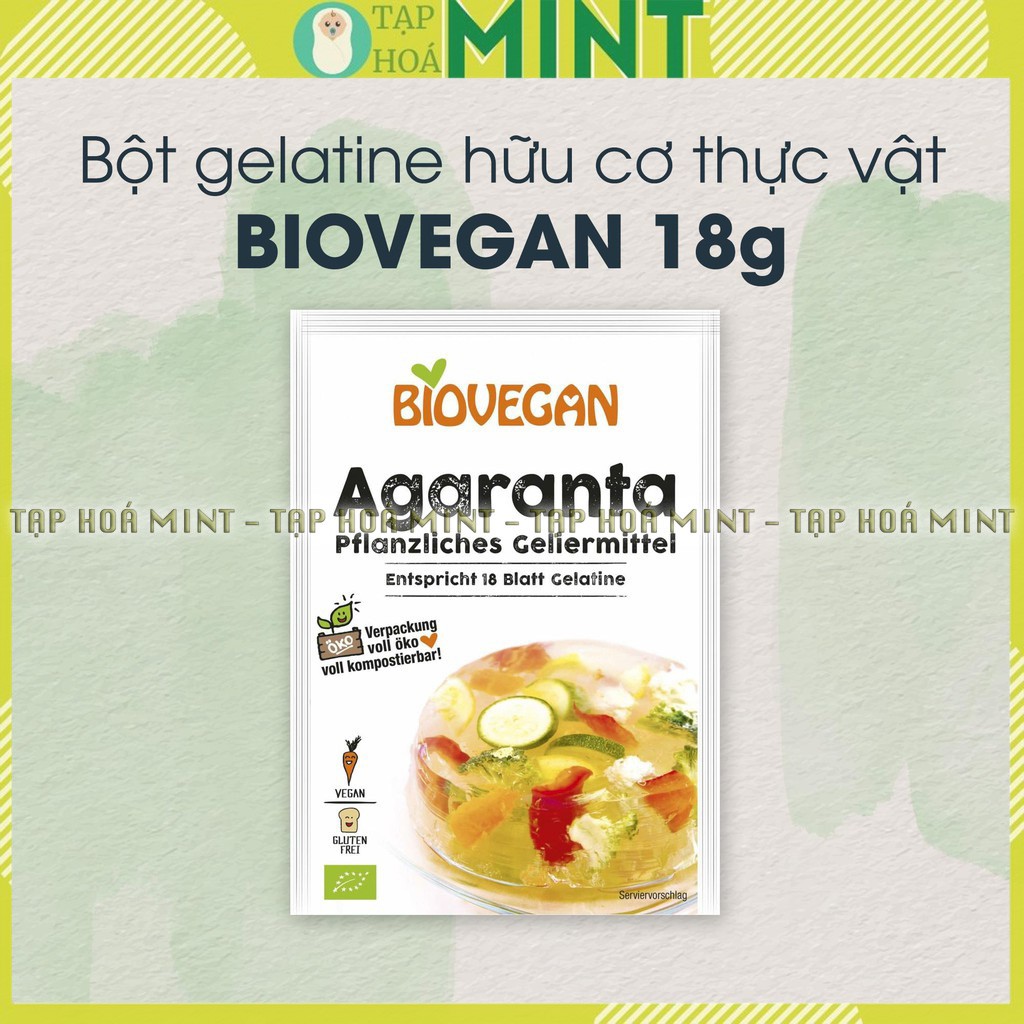 Gelatine thực vật hữu cơ Biovegan gói 18g, gelatine làm kẹo dẻo - Tạp hoá mint