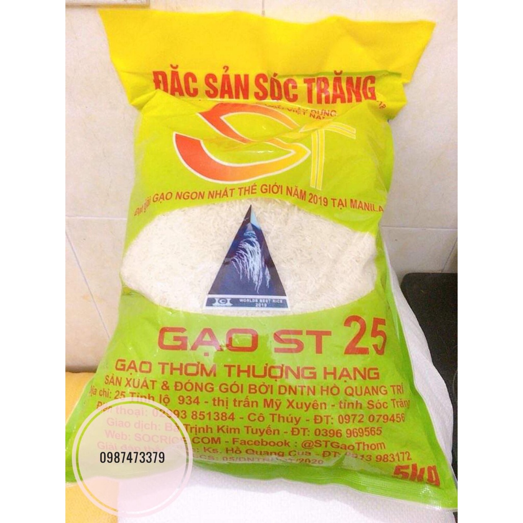 Gạo ST25 đặc sản Sóc Trăng thơm ngon dẻo bao 10kg, bao 5kg