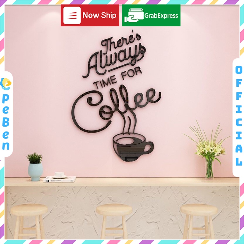 Tranh dán tường mica 3d decor khổ lớn Do all things - trang trí quán cafe, trà sữa