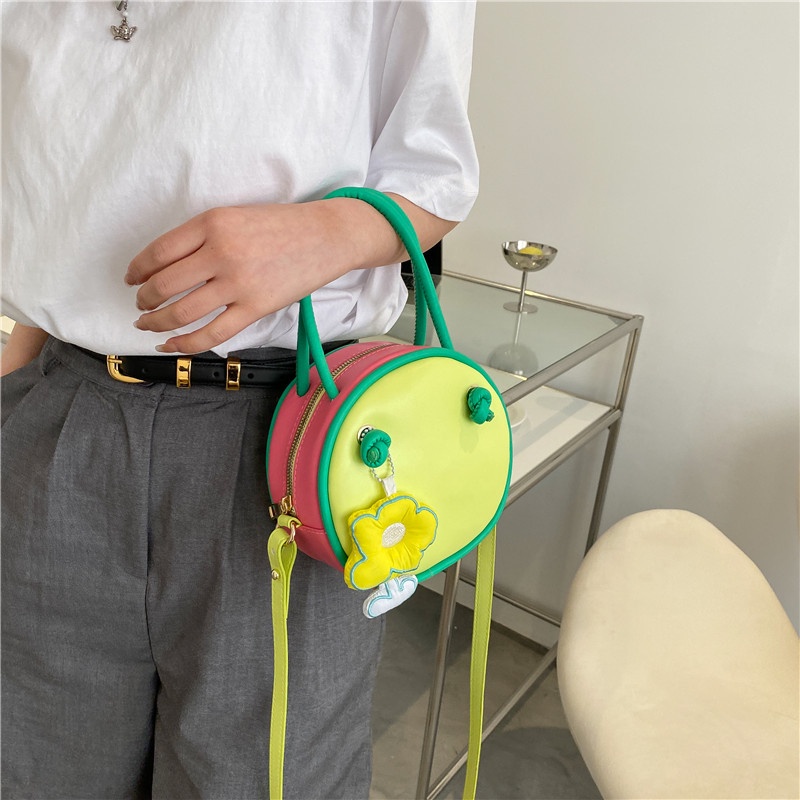 Túi Đeo Vai Hình Tròn Nhỏ Xinh Màu Sắc Tương Phản Thời Trang Mùa Hè 2022 Cho Nữ