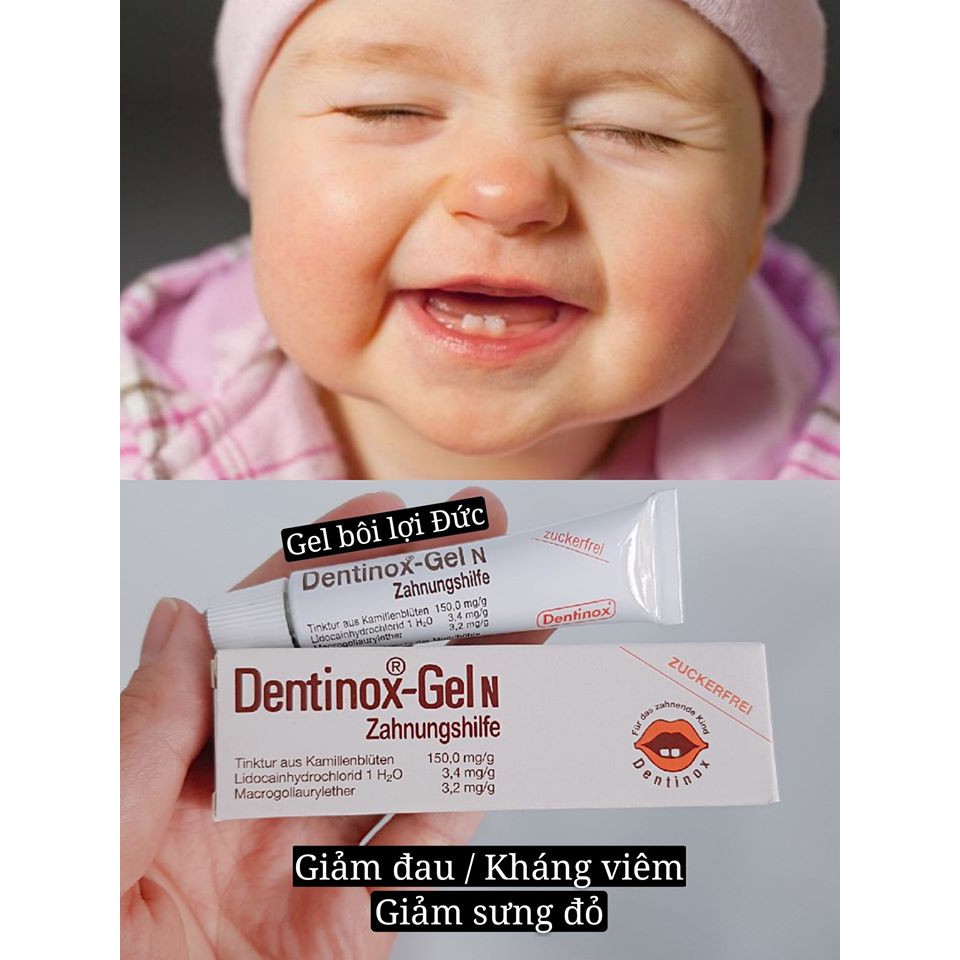 GEL bôi lợi trẻ em : giảm đau, giảm sưng tấy và sốt khi bé mọc răng Dentinox-Gel N