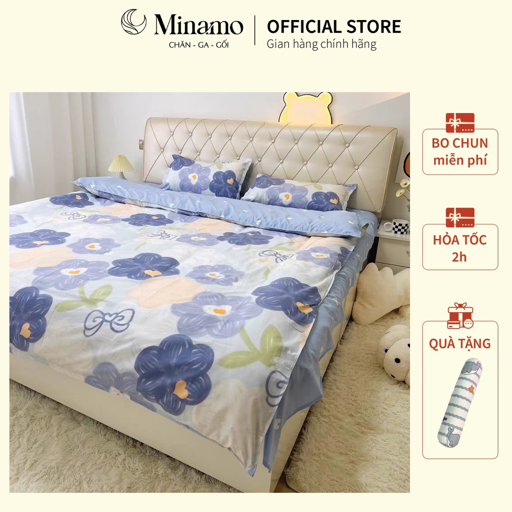 Bộ Chăn Ga Gối Cotton Poly 3D Minamo B04 Nhiều Mẫu, Chất Liệu Mềm Mịn, Không Bai Xù - Bảo Hành Chính Hãng Minamo