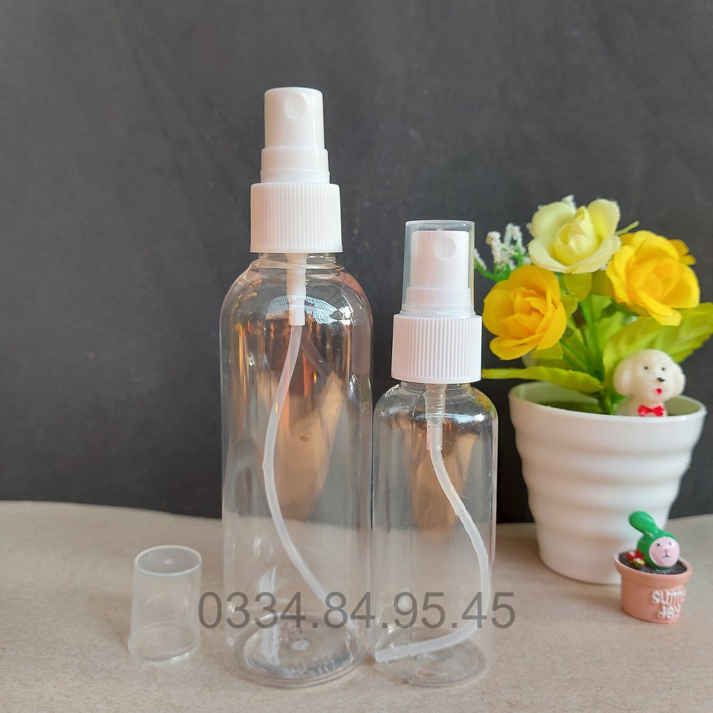 [100] Chai nhựa 100ML nắp bật, phun sương, xịt giọt, nắp nhọn, nắp vặn, vòi nhấn dài - Lọ chiết mỹ phẩm du lịch