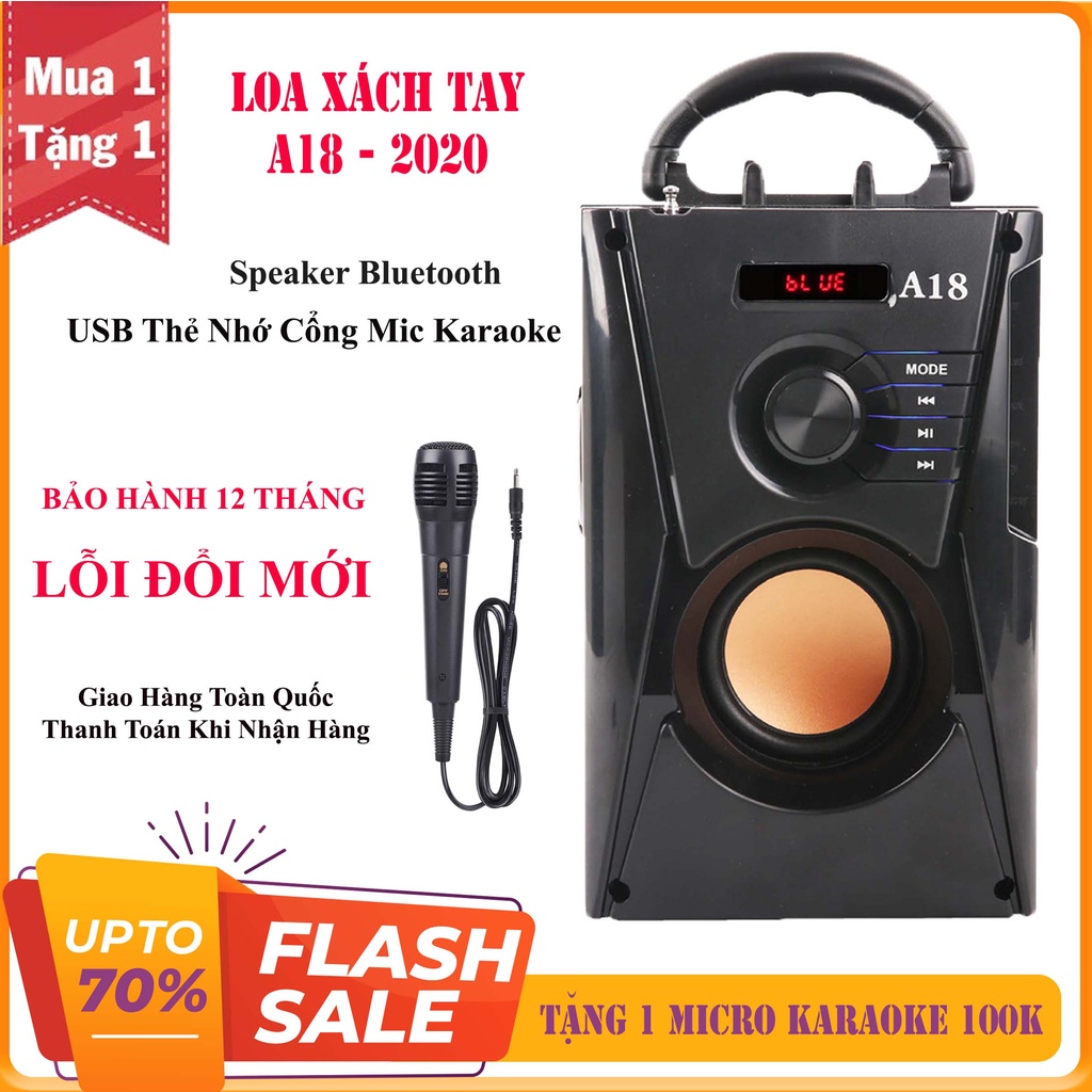 [ Loa Karaoke Tặng Kèm Micro ] Loa karaoke xách tay, Loa karaoke Gia Đình Haoyes 18A đời 2021