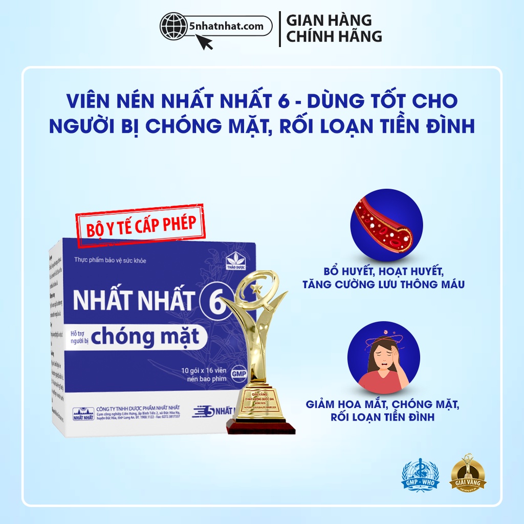 Viên Nén Dùng Tốt Cho Người Chóng Mặt, Rối Loạn Tiền Đình - Nhất Nhất 6 - Tăng Cường Máu Lên Não Đến Hệ Tiền Đình