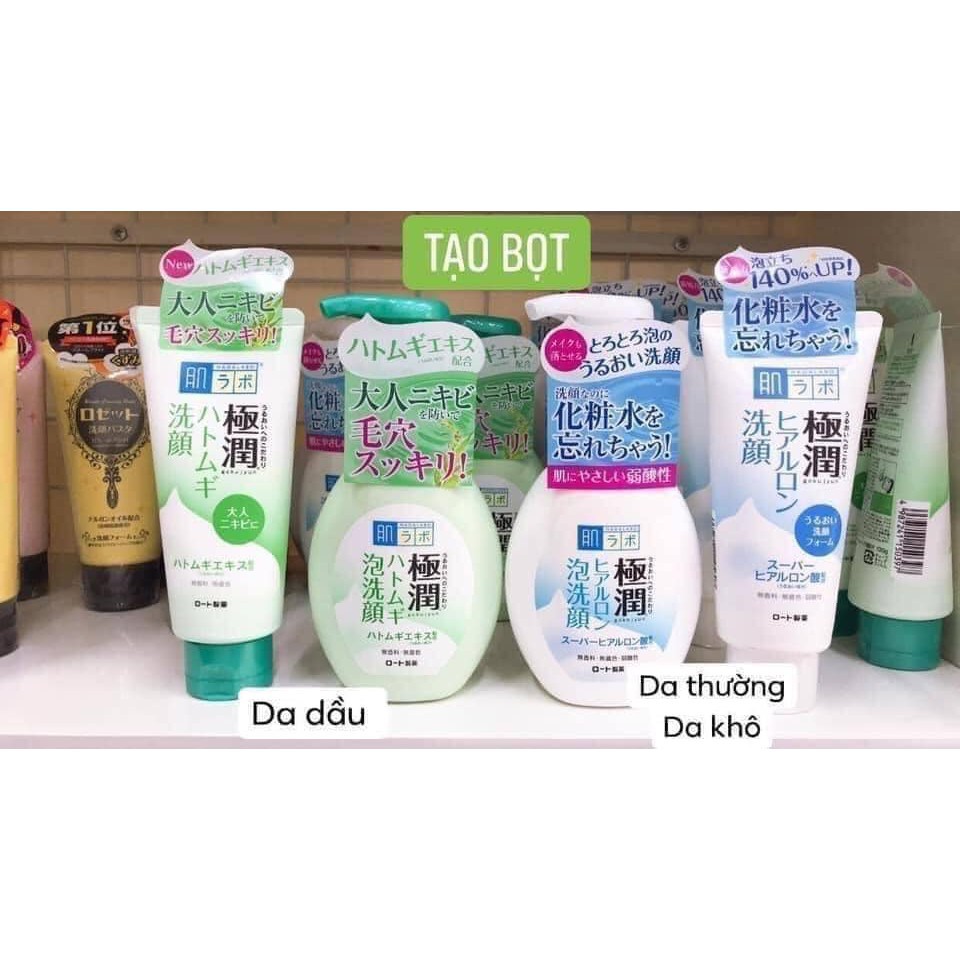 Sữa rửa mặt Hadalabo bấm bọt và dạng tuýp kem  làm sạch sâu, cân bằng lượng dầu tiết ra