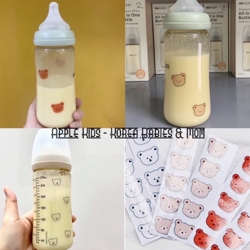 Sticker chịu nhiệt dán bình sữa Moyuum, Mother K, Upis,… và đồ dùng cho bé