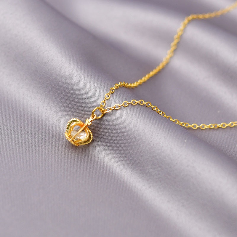 XiaoboACC Dây Chuyền Khối Zircon Họa Tiết Bướm / Vương Miện / Trái Tim / Rỗng Thời Trang Hàn Quốc Dễ Thương