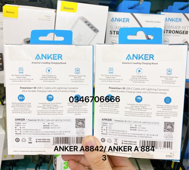 Cáp Anker TYPE C- LIGHTNING Power line III A8842