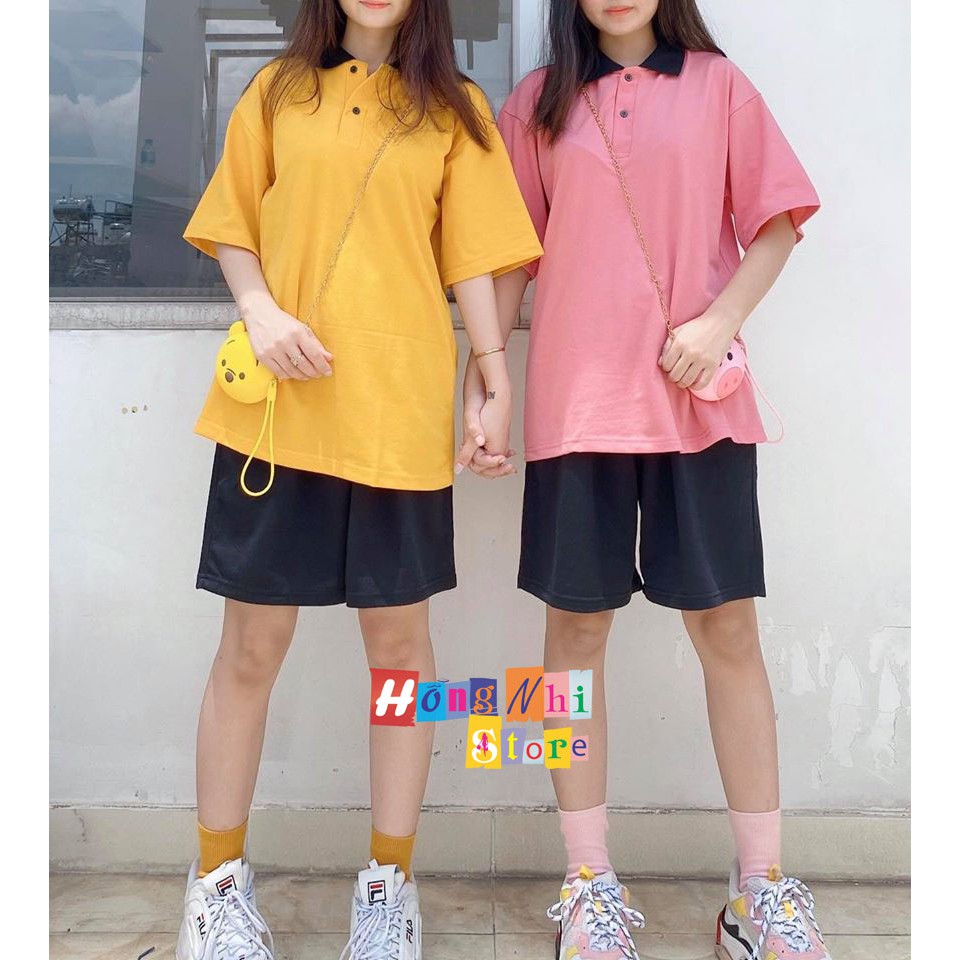 ÁO THUN POLO PHỐI CỔ TAY LỠ MÀU VÀNG - ÁO POLO MIX UNISEX YELLOW - MM