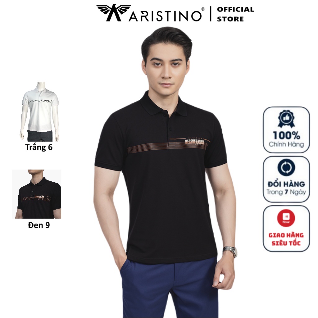 Áo Thun Polo Ngắn Tay Có Cổ Bẻ ARISTINO APS029S2 Phông Nam Trơn Màu In Kẻ Dáng Regular Fit Vải Organic Cotton Cao Cấp