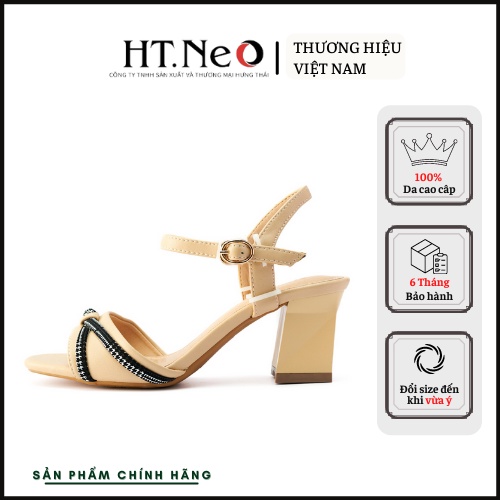Dép quai hậu nữ - Sandal nữ HT.NEO Thiết kế quai ngang gót vuông cao 5cm, trẻ trung và thanh lịch SDN102