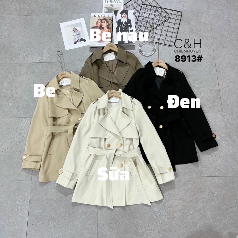 Áo măng tô nữ dáng lửng 4 cúc đồng kèm belt hàng Quảng Châu thời trang (Sẵn) - GUEM Clothes | BigBuy360 - bigbuy360.vn