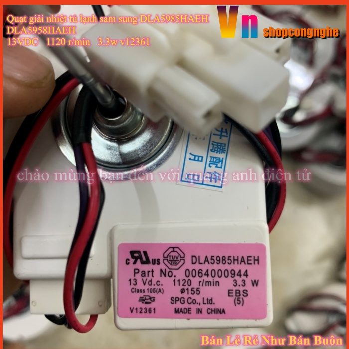 Quạt giải nhiệt tủ lạnh sam sung DLA5958HAEH 13VDC 1120 r/min 3.3w v12361