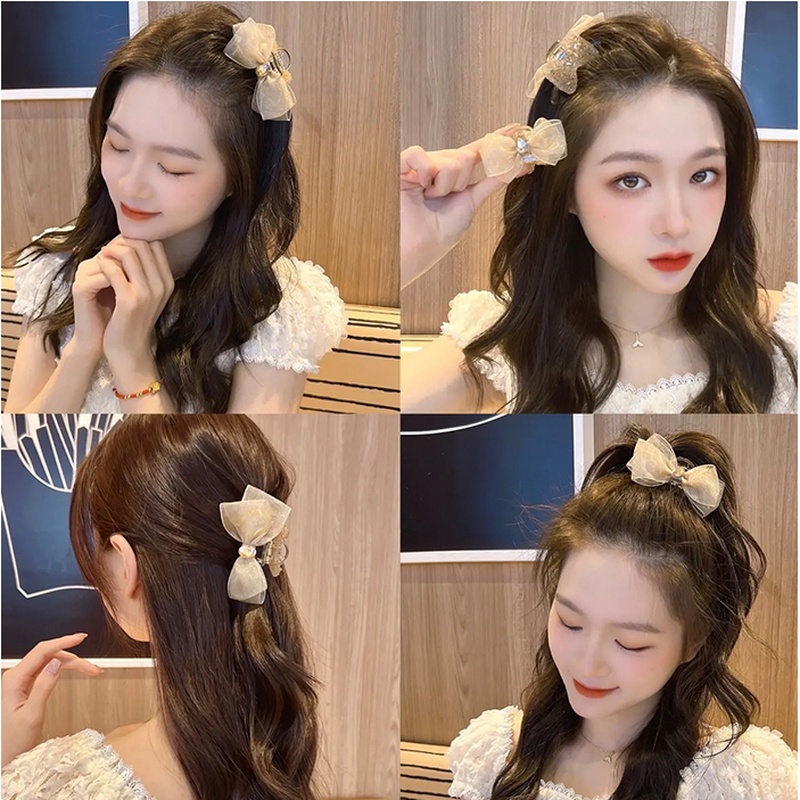 (MớI) Kẹp TóC HìNh Nơ ĐíNh Kim Cương Giả Dễ Thương Cho