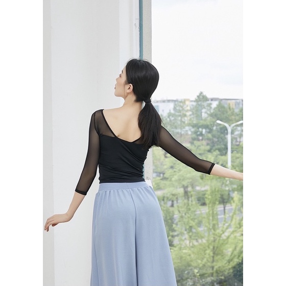 Áo tập múa cổ trang, múa đương đại, múa hiện đại, tập yoga, gym, zumba, thể thao phối lưới 4827