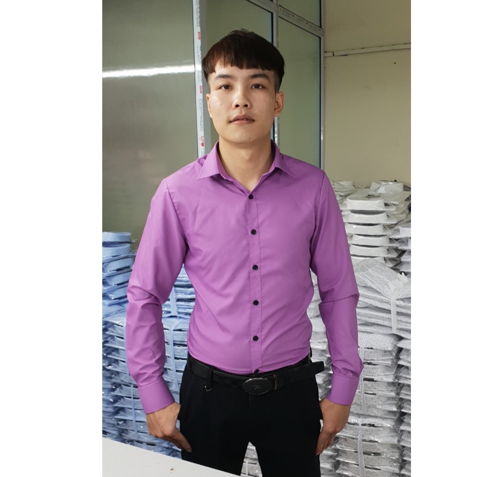 Áo sơ mi nam thời trang màu Tím Sen.SX tại xưởng