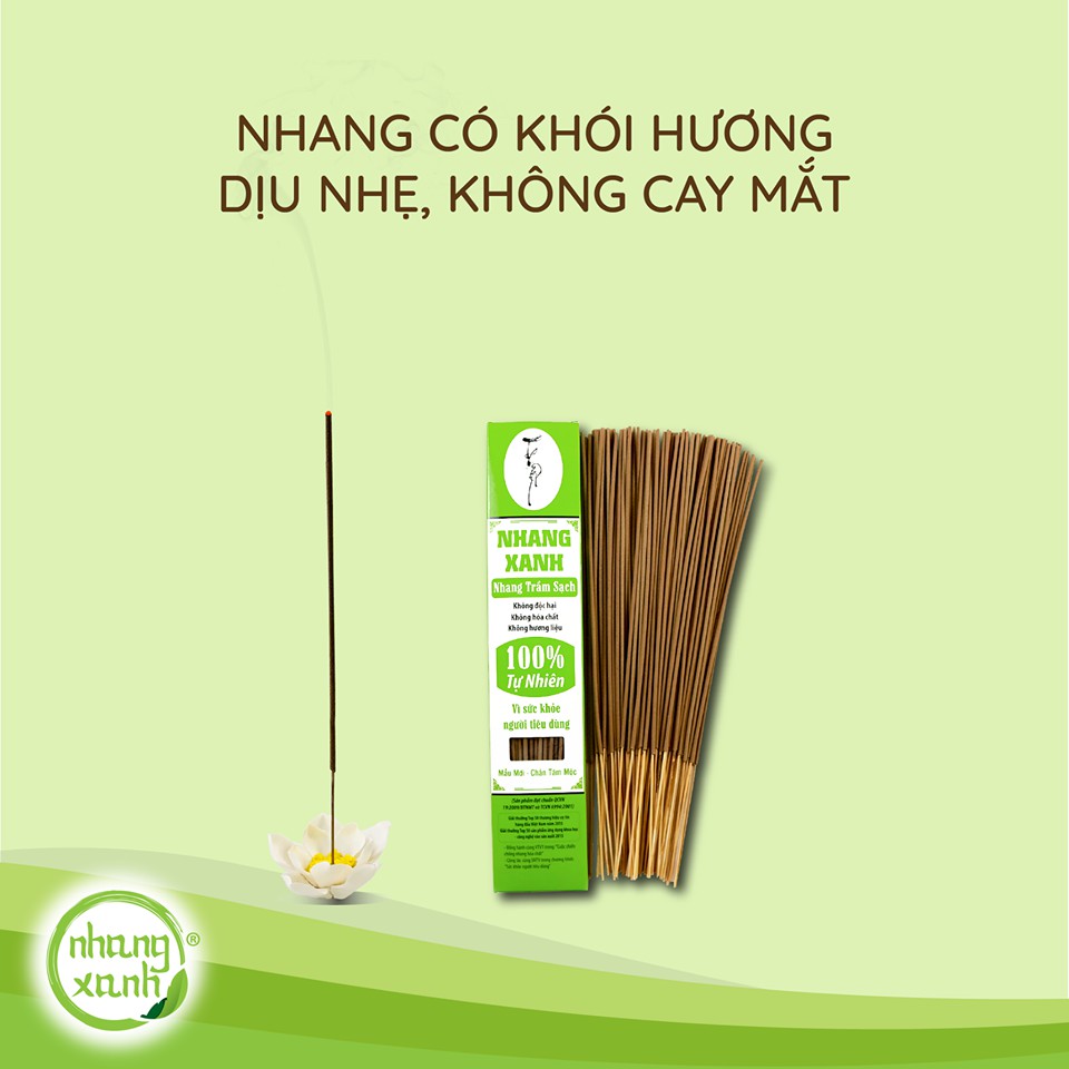 Nhang Xanh Trầm Hương [HỘP 70G] nhang sạch làm từ 100% thiên nhiên, an toàn cho sức khỏe cả gia đình