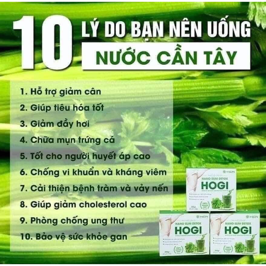 Bột cần tây giảm cân, cần tây sấy lạnh Nano Slim Detox HOGI giữ dáng, đẹp da, thanh lọc cơ thể - HOGI