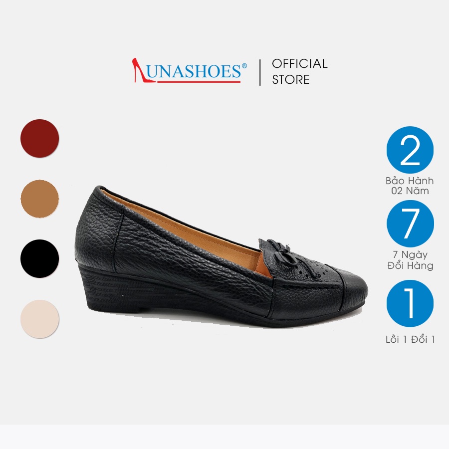 Giày mũi vuông trung niên nữ da bò Lunashoes 24800 giầy đế xuồng nữ 3p bảo hành 2 năm bong nổ sẵn hàng