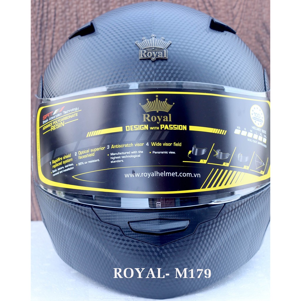 [HẢI PHÒNG] MŨ BẢO HIỂM FULLFACE ROYAL M179 CARBON LẬT HÀM