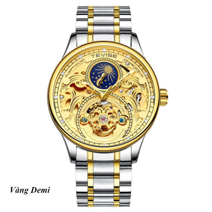 Đồng hồ nam máy cơ Tevise T820A chạy full kim Automatic dây thép không gỉ
