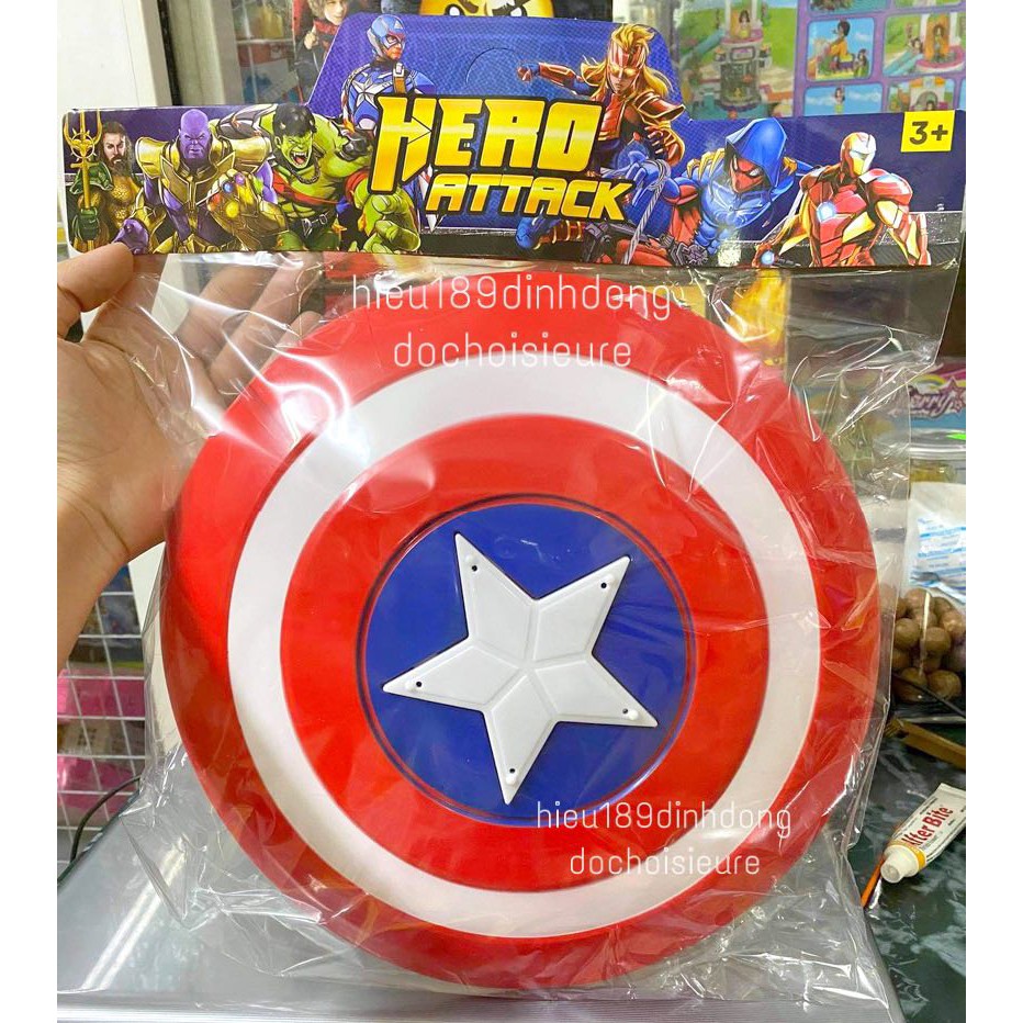 Bộ Khiên + Mặt Nạ Captain America Đội trưởng Mỹ cỡ lớn có nhạc có đèn